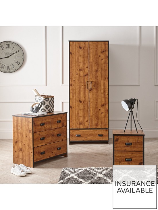 stillFront image of jackson-3-piece-packagenbsp-nbspkids-2-door-1-drawer-wardrobe-22-drawer-chest-and-2-drawer-bedside-chest-rustic-pine-effect