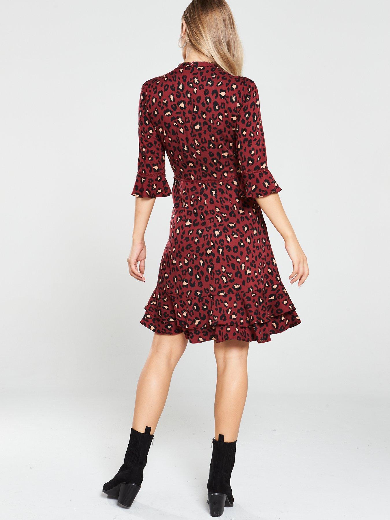 oasis red leopard dress