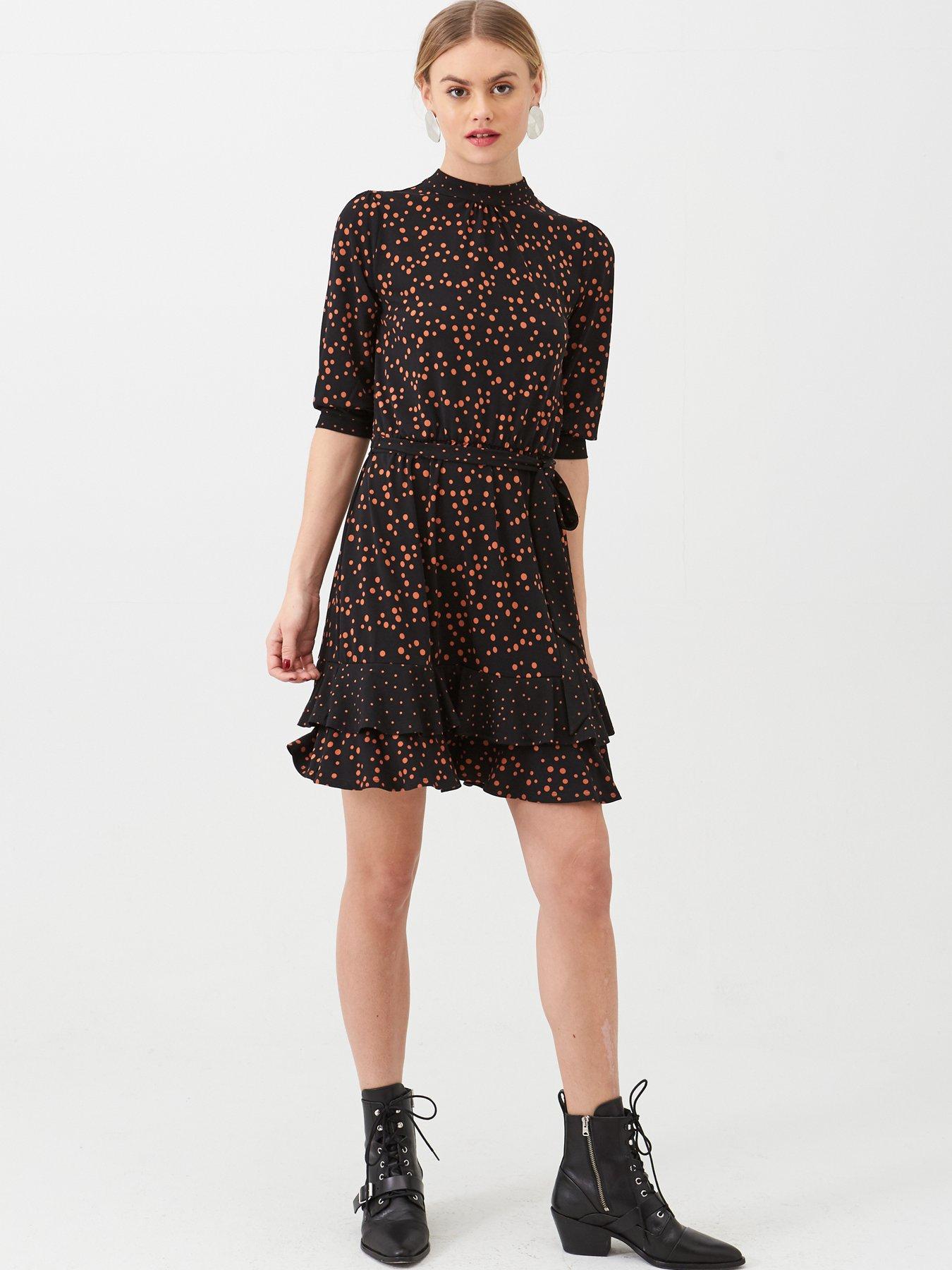 oasis patched spot dress