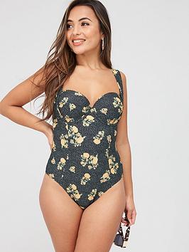 V by Very V By Very Shapewear Underwired Swimsuit - Yellow Floral Picture
