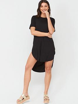 V by Very V By Very Cowl Back Longline T-Shirt Beach Cover Up - Black Picture