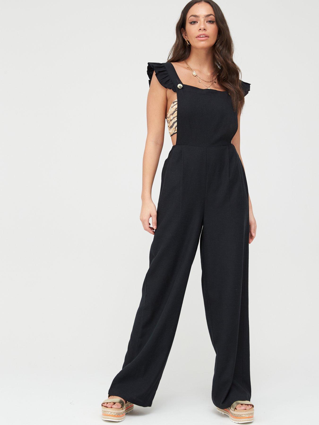 black pinafore jumpsuit