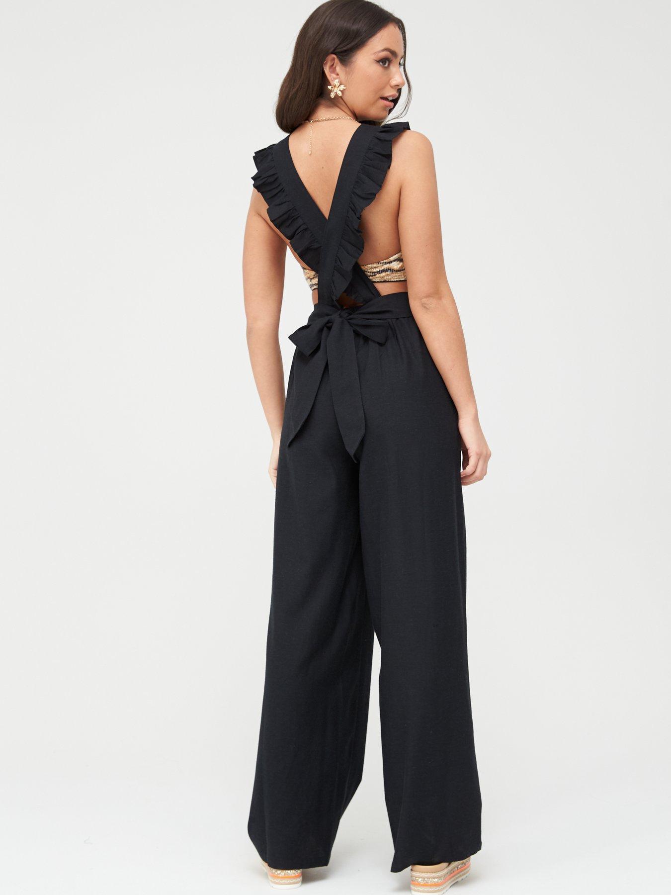frill pinafore jumpsuit