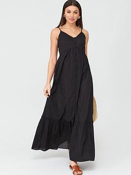 V by Very V By Very Button Through Cotton Beach Maxi Dress - Black Picture