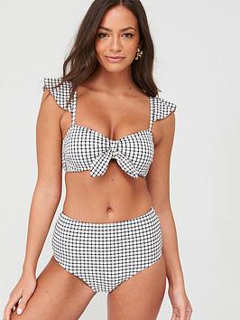 V by Very V By Very Cap Sleeve Bikini Top - Gingham Picture