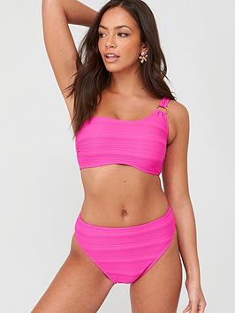 V by Very V By Very Rib High Waisted High Leg Brief - Bright Pink Picture