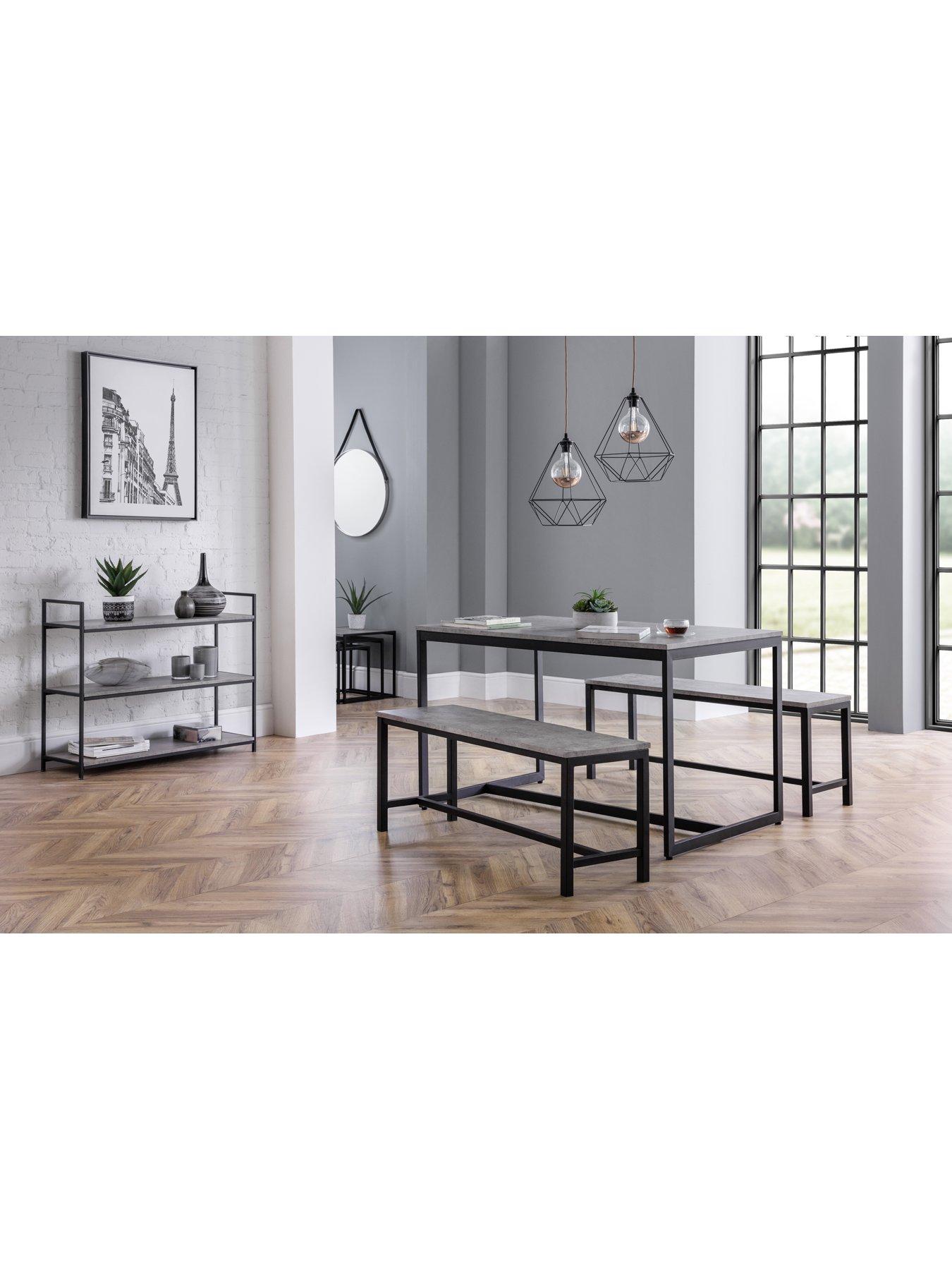 front image of julian-bowen-staten-120-cm-dining-table-2-benches