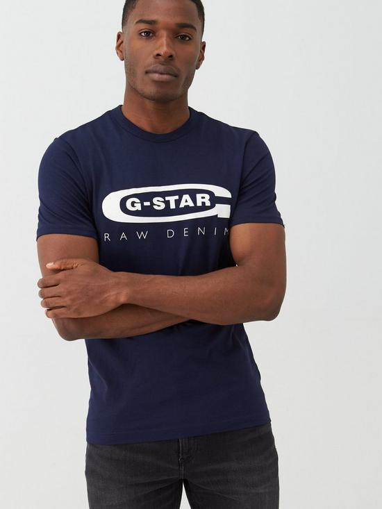 front image of g-star-raw-graphic-4-logo-organic-cotton-t-shirt-navy