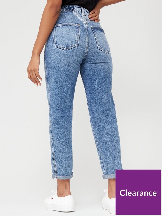 stillFront image of v-by-very-authentic-mid-dark-rose-yoke-mom-jeans-mid-wash