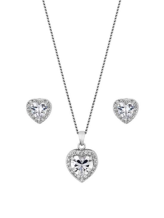 stillFront image of jon-richard-cubic-zirconia-pave-heart-pendant-and-earring-set