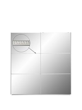 Very  Crystal High Gloss 2 Door Sliding Mirrored Wardrobe With Crystal Strip Detail