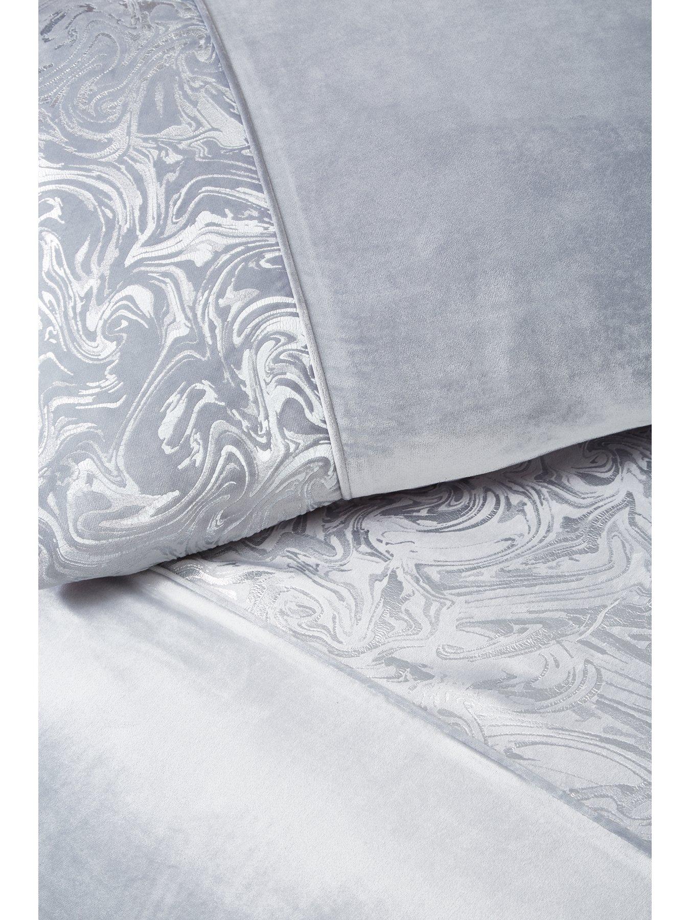 Image 4 of 4 of The Very Collection Alexis Marble Foil and Velvet Duvet Cover Set - Silver