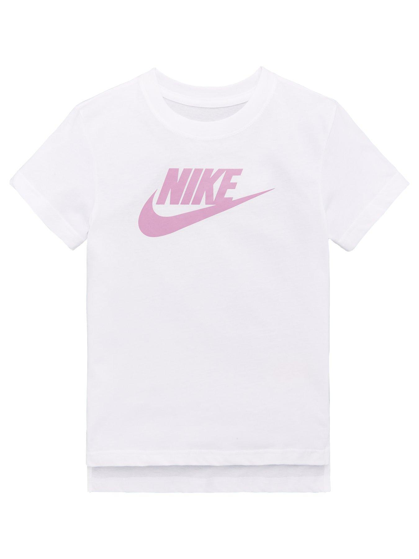 pink and white nike shirt