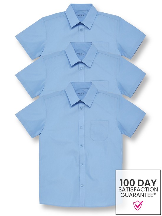 front image of v-by-very-boys-3-pack-short-sleeved-school-shirt-blue