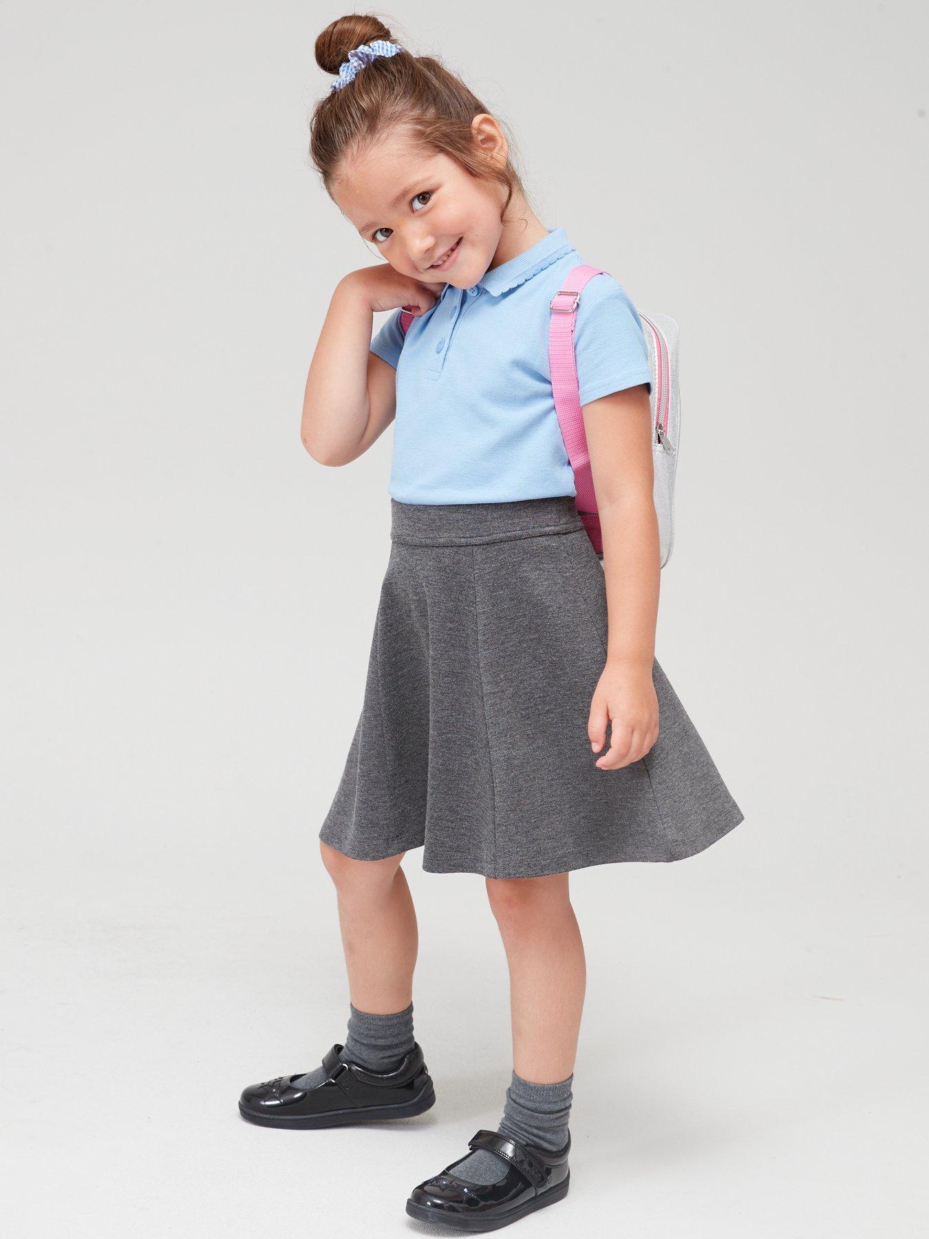 V by Very Girls 2 Pack Jersey School Skater Skirts Grey