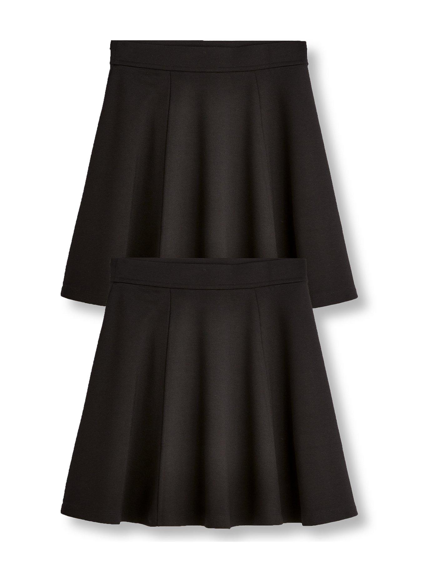 V by Very Girls 2 Pack Jersey School Skater Skirts Black