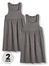  image of v-by-very-girls-2-pack-jersey-pinaforenbspschool-dresses-grey