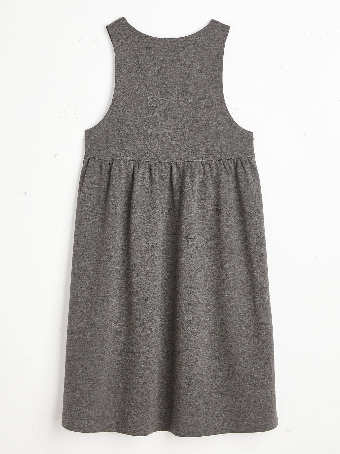 V by Very Girls 2 Pack Jersey Pinafore School Dresses Grey littlewoods