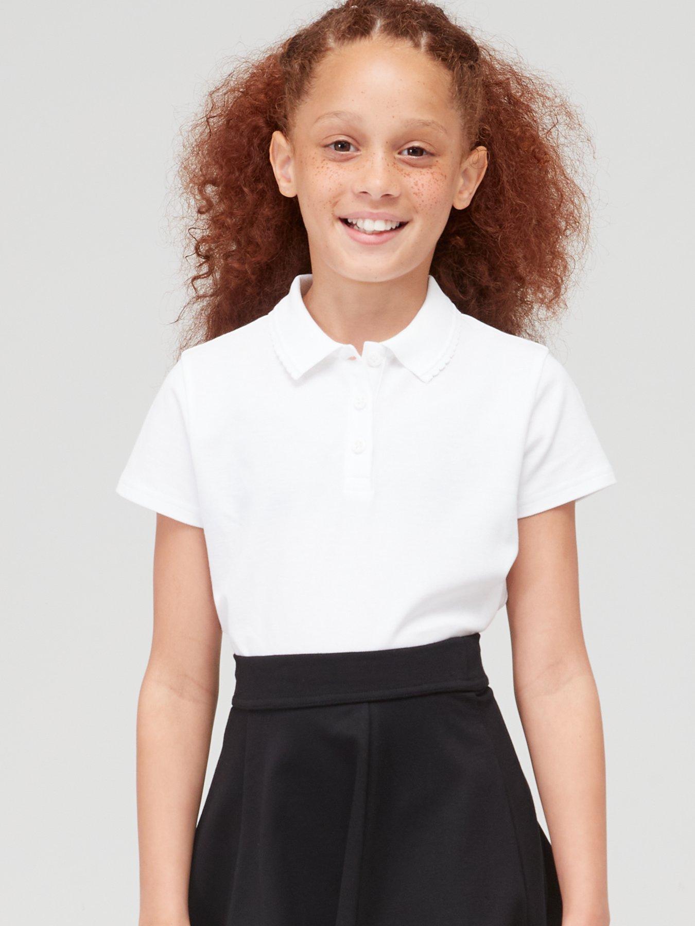 Girls white cheap polo shirts