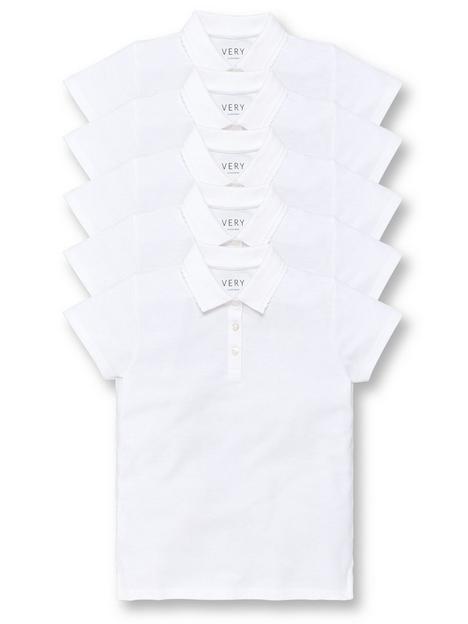 v-by-very-girls-5-pack-school-polo-tops-white