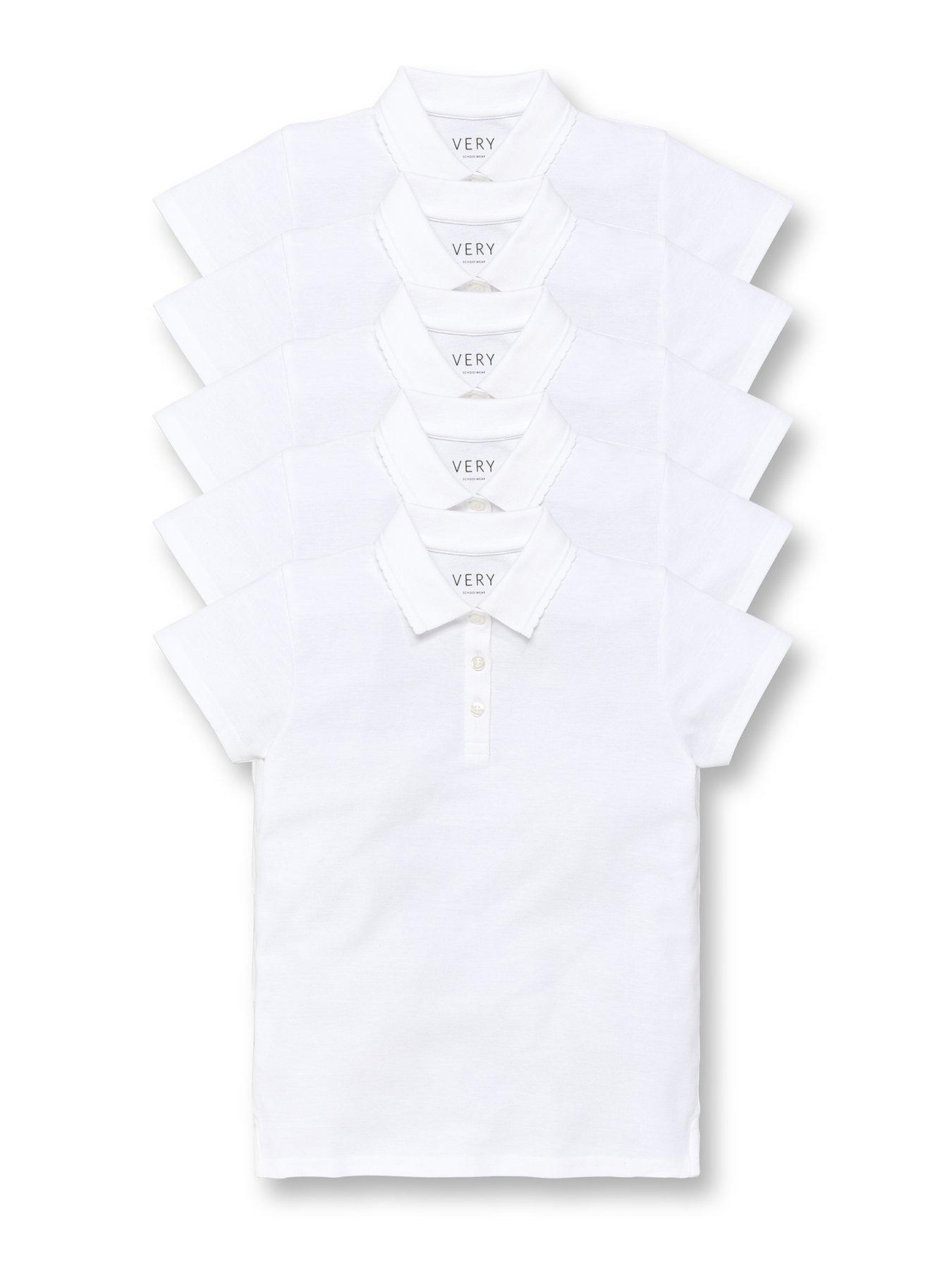 Image 2 of 6 of Everyday Girls 5 Pack School Polo Tops - White
