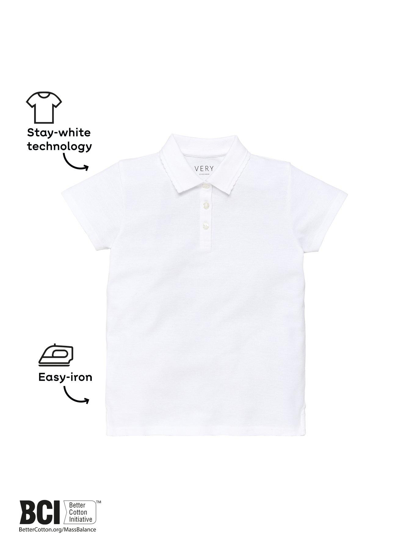 Image 4 of 6 of Everyday Girls 5 Pack School Polo Tops - White