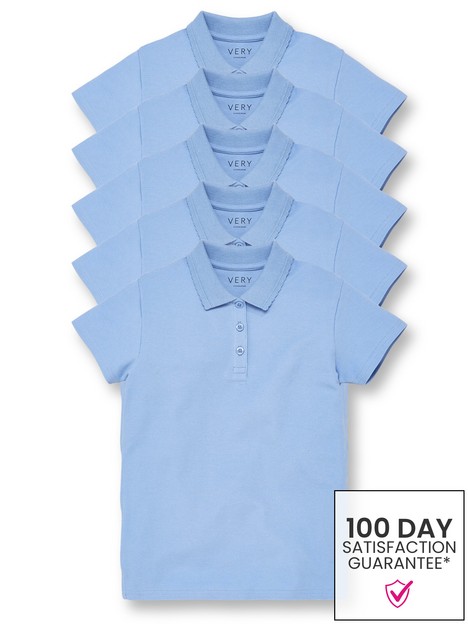 everyday-girls-5-pack-school-polo-tops-blue