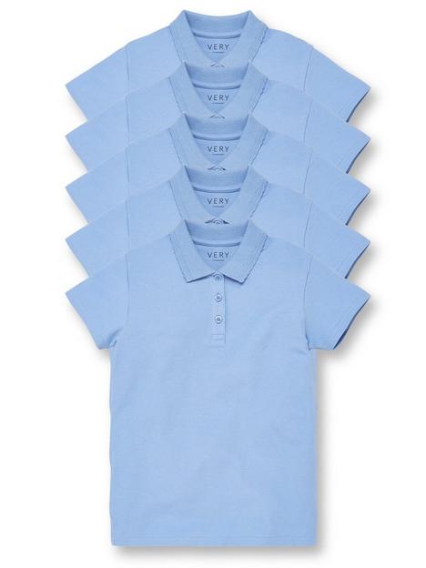 v-by-very-girls-5-pack-school-polo-tops-blue