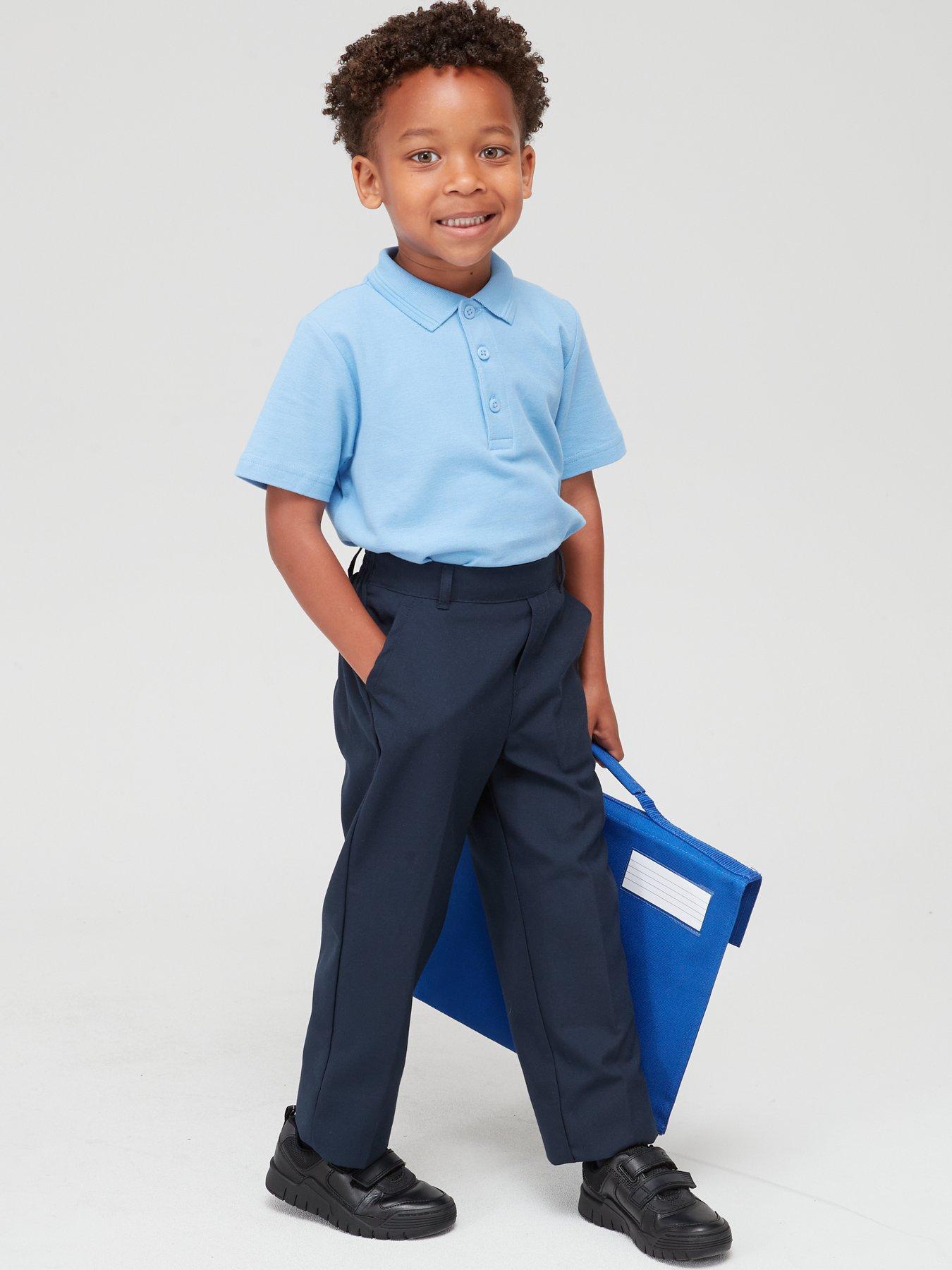  image of everyday-boys-5-pack-polo-school-tops-blue