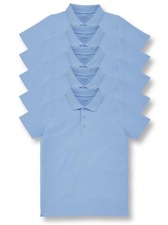 front image of v-by-very-boys-5-pack-polo-school-tops-blue
