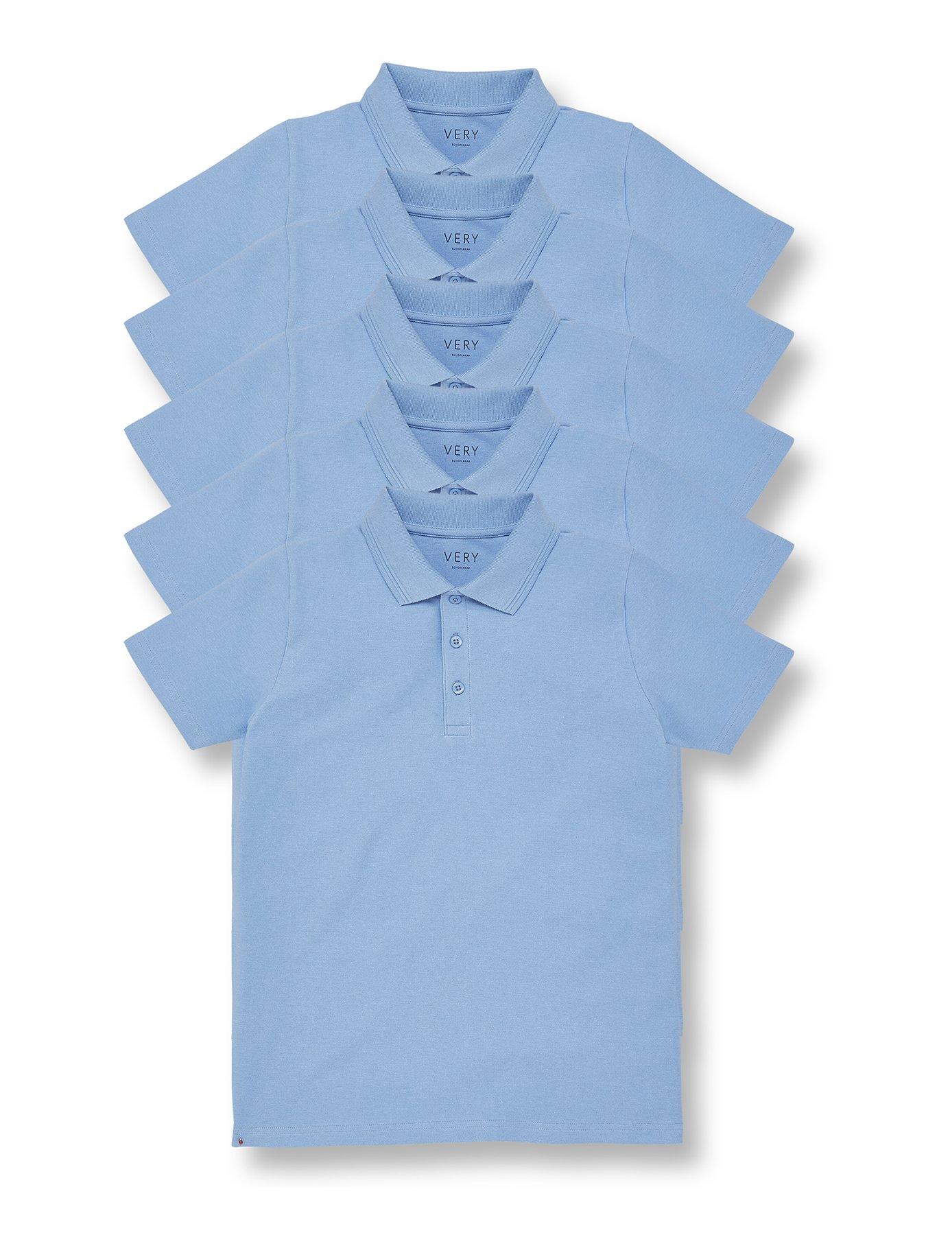 image of everyday-boys-5-pack-polo-school-tops-blue