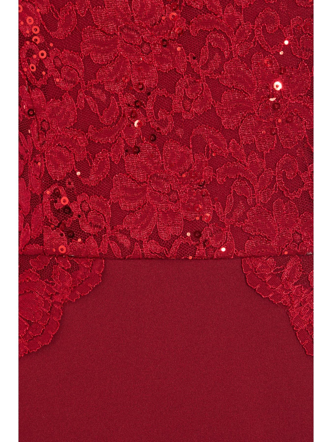berry sequin lace maxi dress