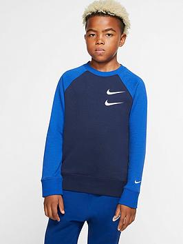 Nike Nike Sportswear Older Boys Swoosh Crew Neck Sweater - Navy Picture