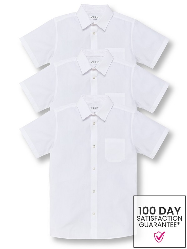 Boys Polycotton School Shirt White Short Sleeve Shirt Ages 3-16 