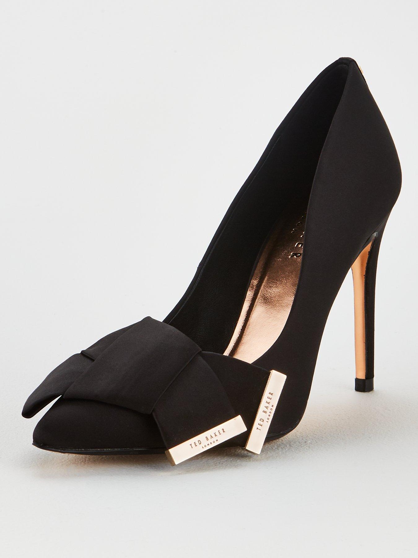ted baker black satin bow detail heeled sandals