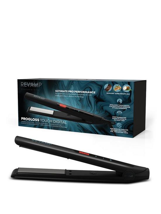 front image of revamp-progloss-touch-digital-ceramic-hair-straightener-st-1500