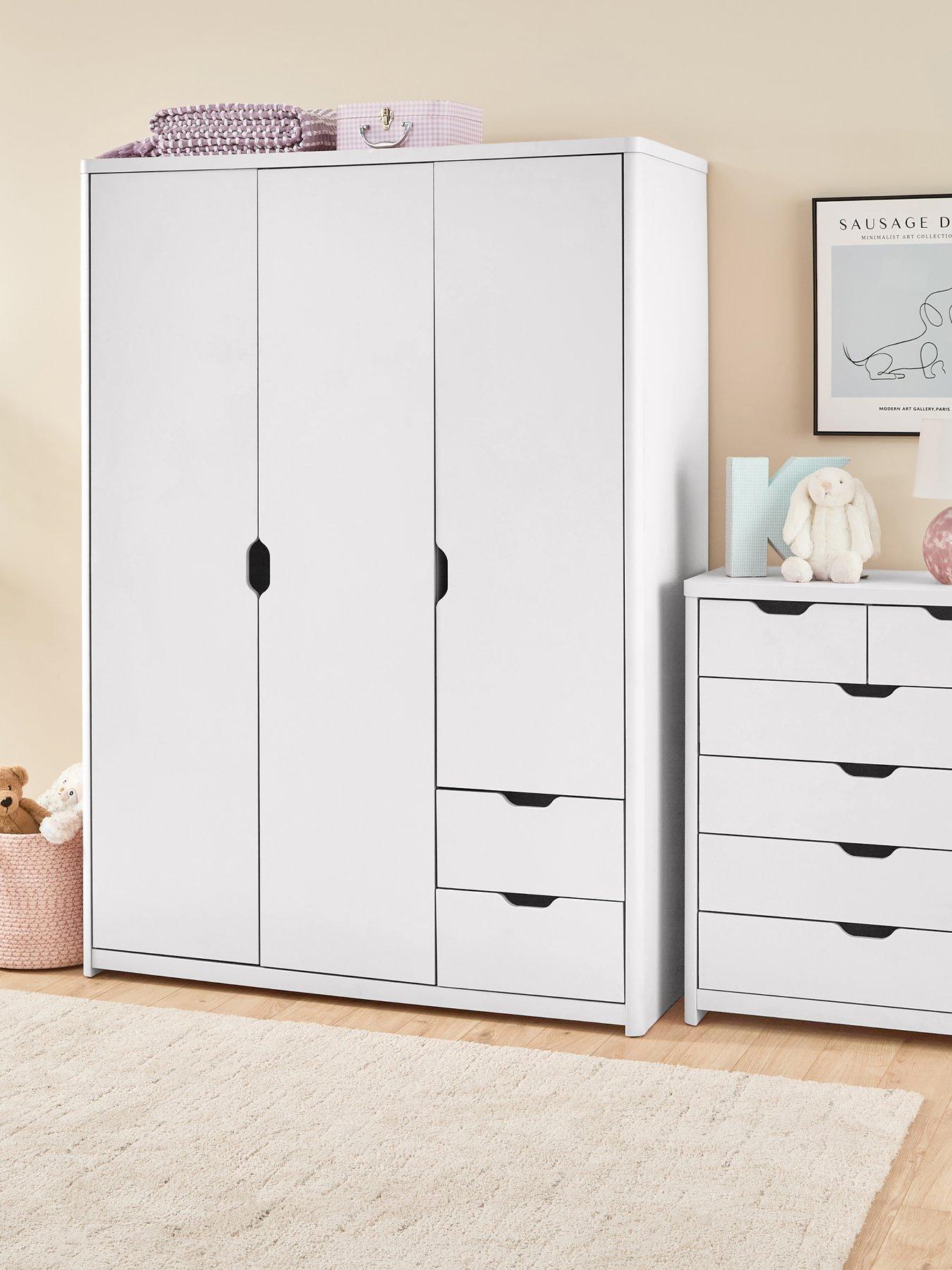 The Very Collection Aspen 3 Door, 2 Drawer Wardrobe - White Oak Effect