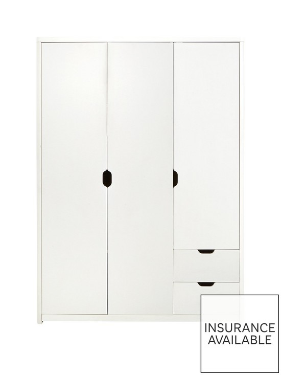 front image of aspen-3-door-2-drawer-wardrobe-white-oak-effect