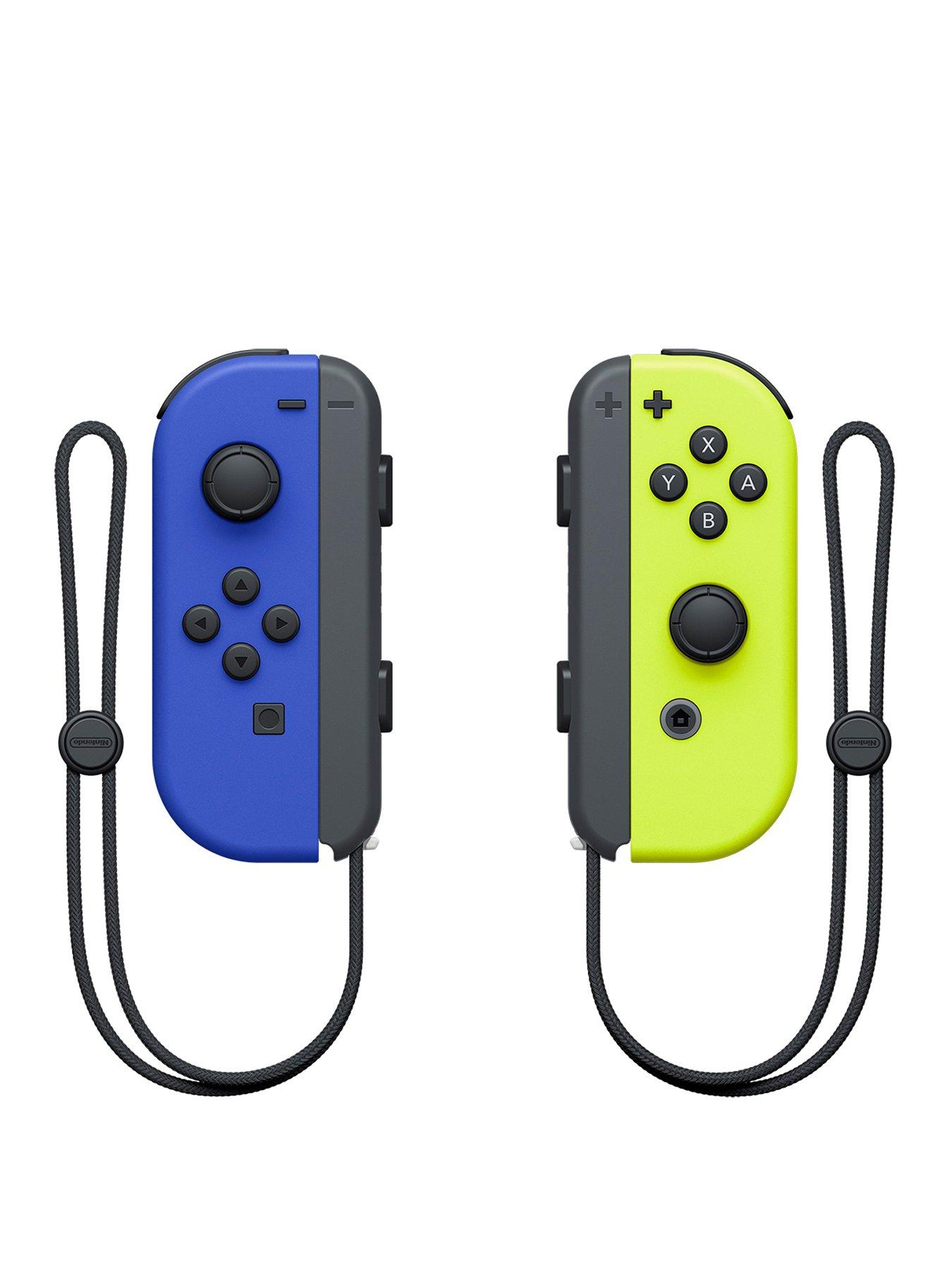  image of nintendo-switch-joy-con-controller-twin-pack-wireless-rechargeable-blue-neon-yellow