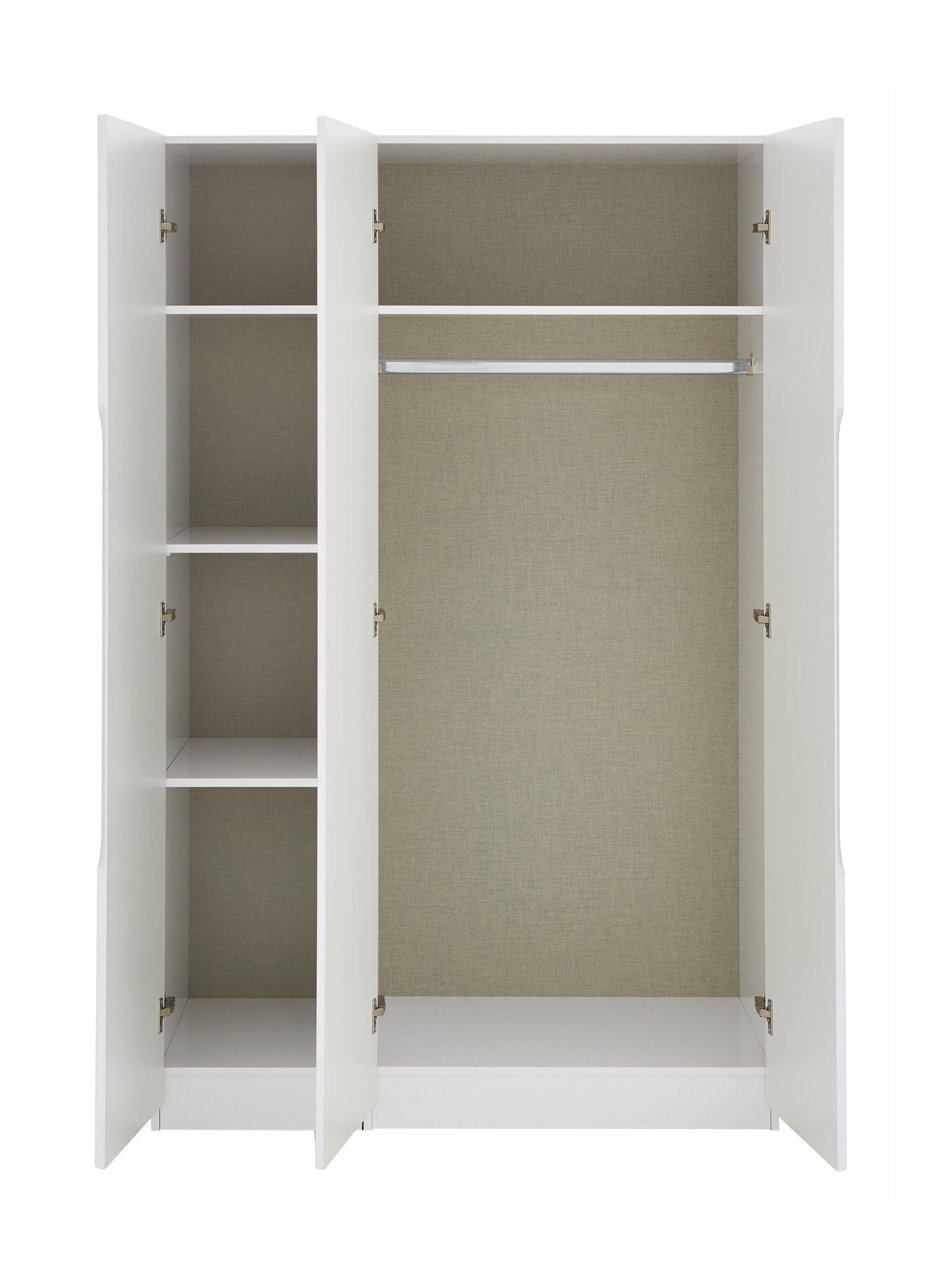  image of one-call-monaco-part-assemblednbsp4-piece-gloss-package-3-door-mirrored-wardrobe-5-drawer-chest-and-2-bedside-chestsnbsp--express-delivery-available