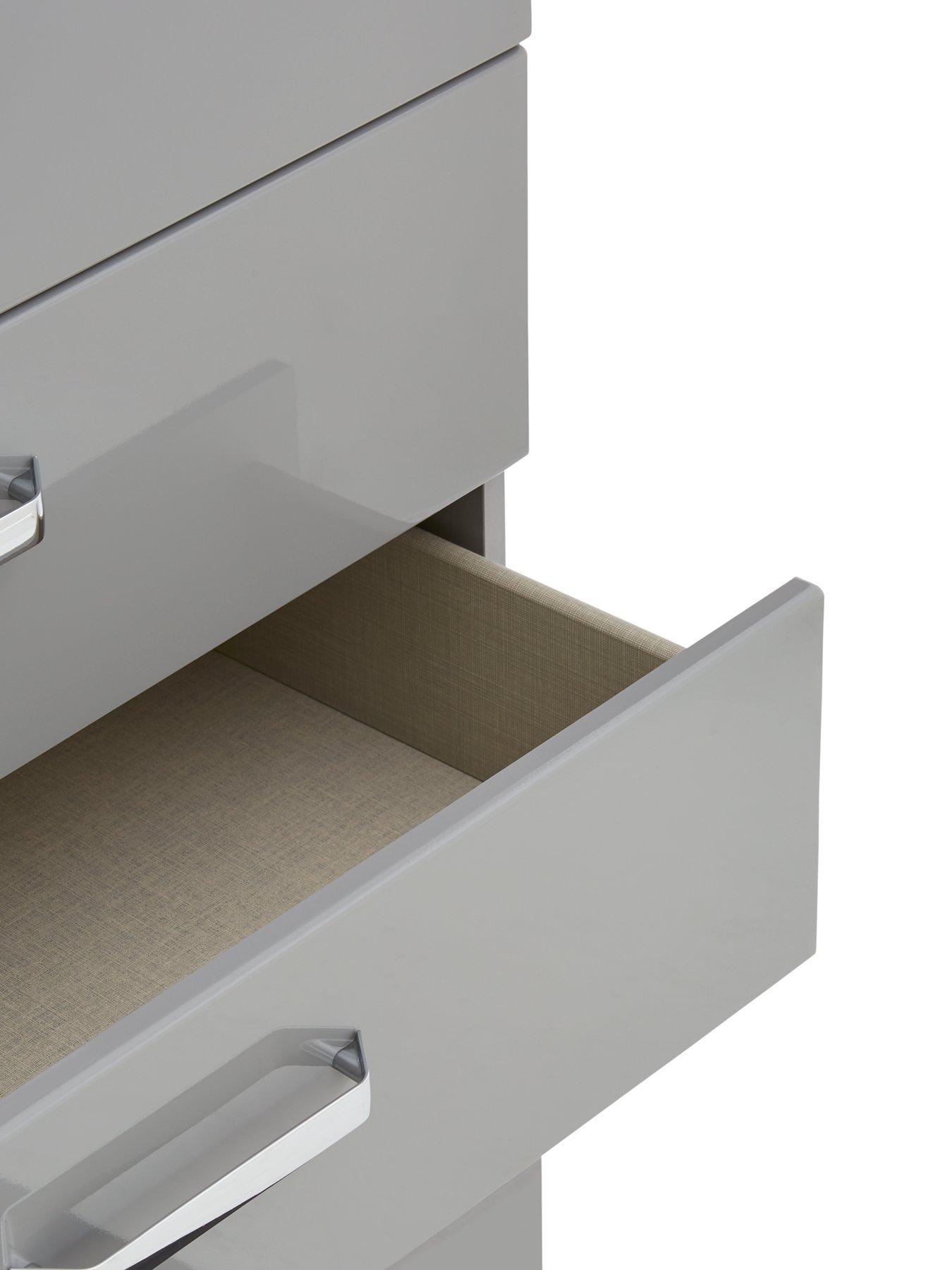 Image 4 of 6 of One Call Sanford High Gloss Ready Assembled 3 Piece Package - Chest of 5 Drawers and 2 Bedside Chests