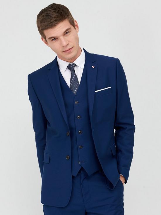 front image of very-man-stretch-regular-suit-jacket-blue