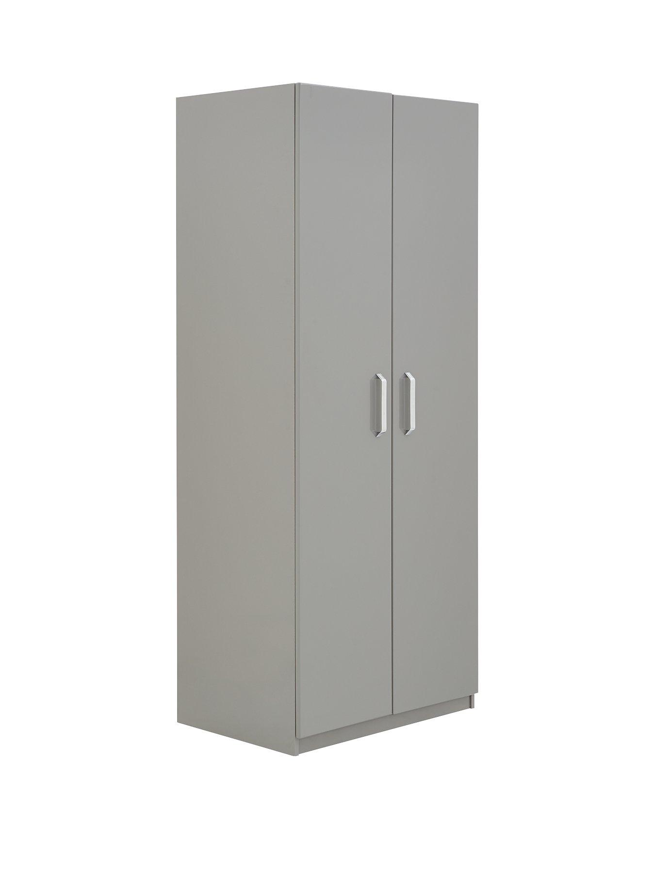  image of one-call-sanford-high-gloss-ready-assembled-4-piece-package-2-door-wardrobe-chest-of-5-drawers-and-2-bedside-chests