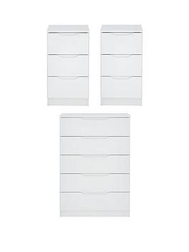 Very Monaco 3 Piece Gloss Package - 5 Drawer Chest And 2 Bedside Chests Picture
