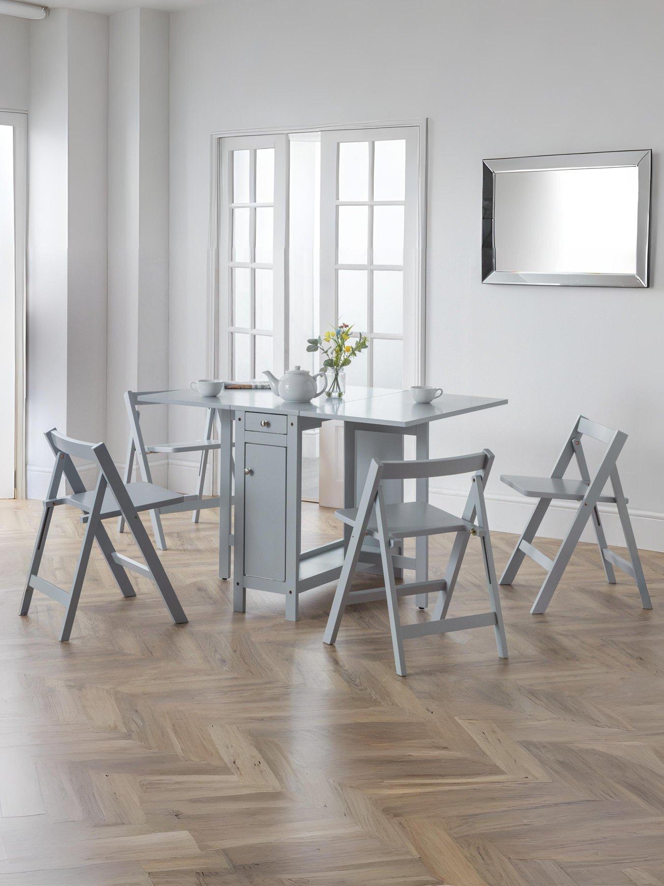 Image 1 of 2 of Julian Bowen Savoy 120 Cm Space Saver Dining Table + 4 Chairs - Grey
