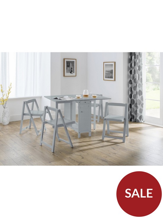 stillFront image of julian-bowen-savoy-120-cm-space-saver-dining-table-4-chairs-grey
