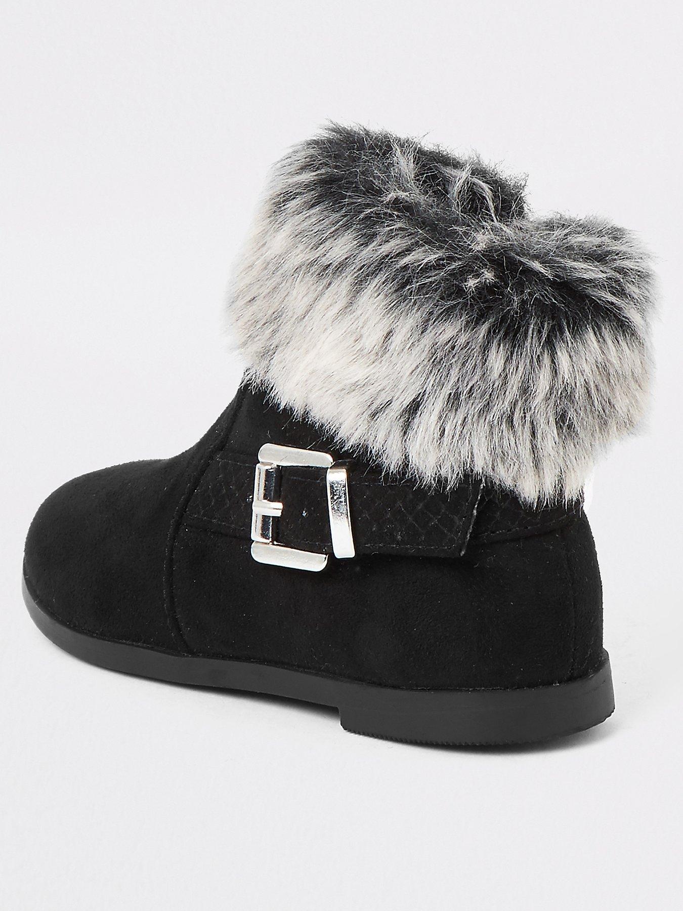 black fur trim boots