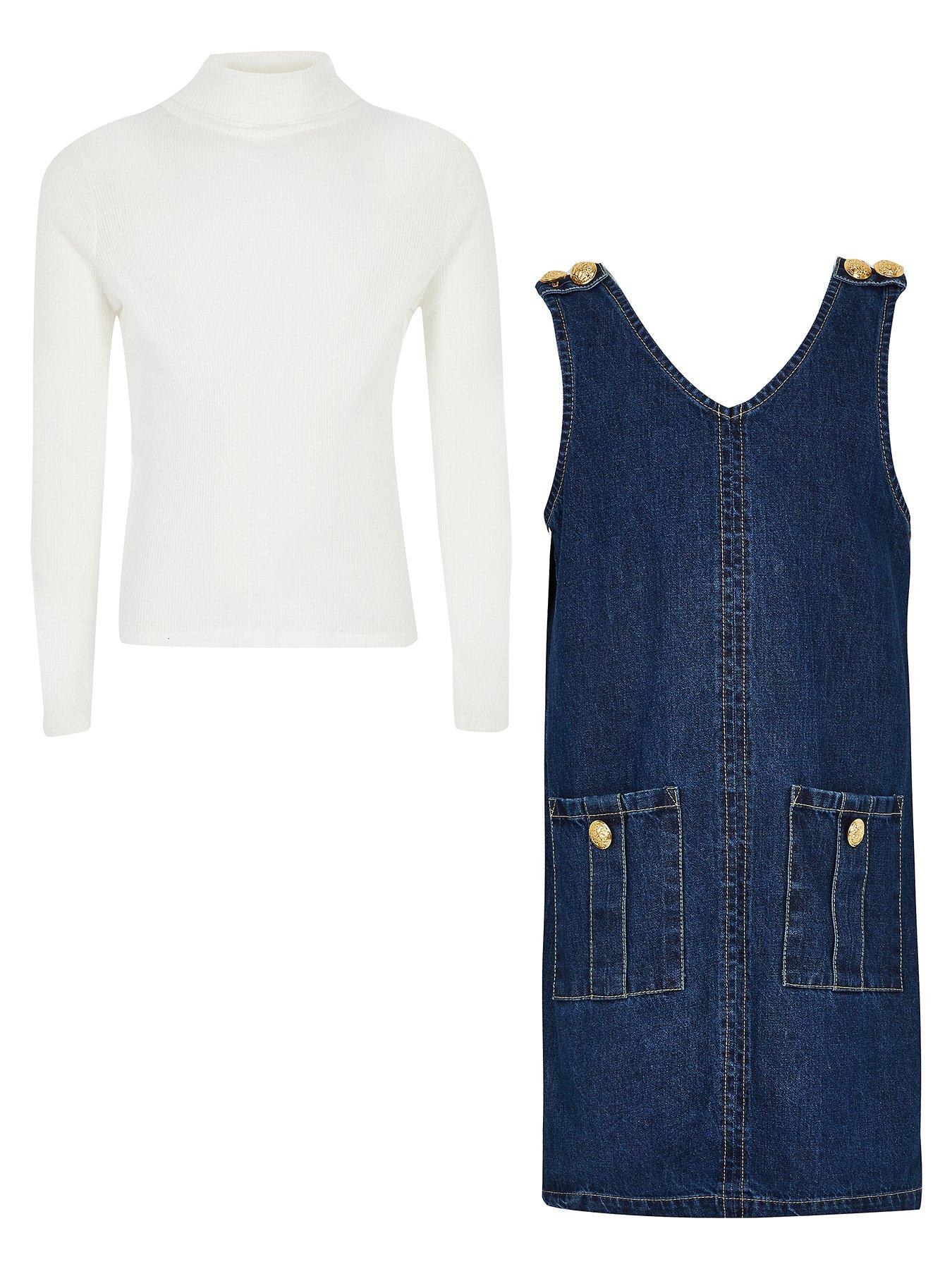 river island denim pinafore