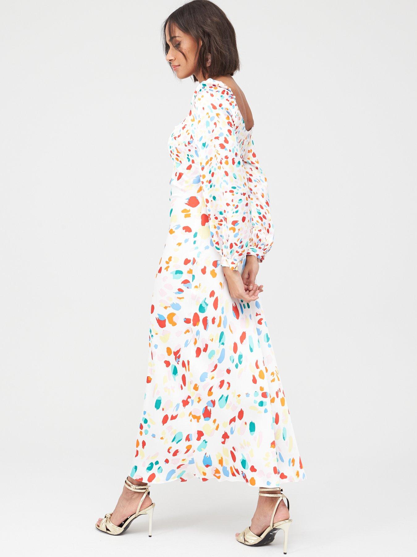 v by very mixed print midi dress