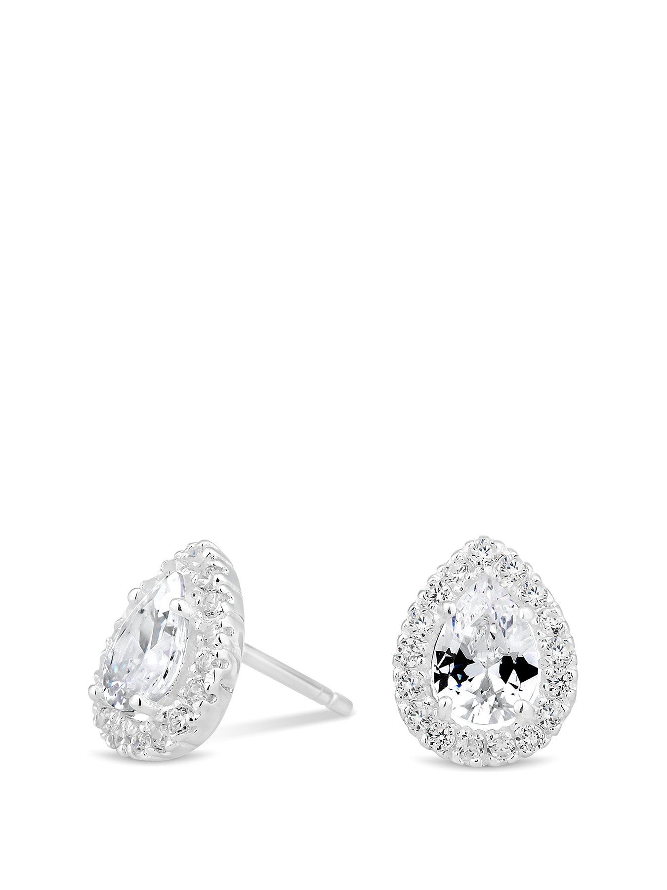 Image 1 of 1 of Simply Silver Sterling Silver 925 with Cubic Zirconia Halo Pear Stud Earrings